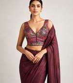 Multi coloured woven design brocade saree blouse