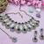 Blue yellow gold premium designer american diamond and stone work necklace set