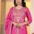 Pink chinon silk party embroidery wear sharara suit set