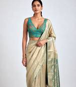 Multi coloured woven design brocade saree blouse
