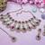 Pink yellow gold premium designer american diamond and stone work necklace set
