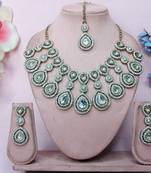 White yellow gold premium designer american diamond and stone work necklace set