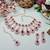 Maroon rose gold premium designer american diamond and stone work necklace set