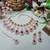 Green rose gold premium designer american diamond and stone work necklace set