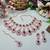 Purple rose gold premium designer american diamond and stone work necklace set