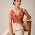 Red embroidered padded v neck designer saree blouse