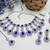 Blue rhodium premium designer american diamond and stone work necklace set