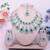 teal Green rhodium premium designer american diamond and stone work necklace set