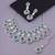 teal Green rhodium premium designer american diamond and stone work necklace set