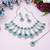 teal Green rhodium premium designer american diamond and stone work necklace set