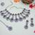 Blue rhodium premium designer american diamond and stone work necklace set