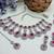 Pink rhodium premium designer american diamond and stone work necklace set