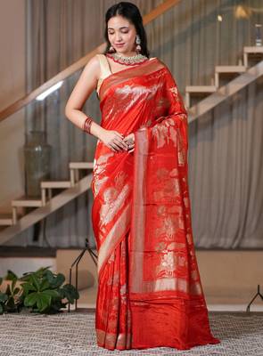 Zara- red chiffon saree crafted for effortless elegance and timeless charm 1