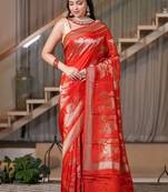 Zara- red chiffon saree crafted for effortless elegance and timeless charm
