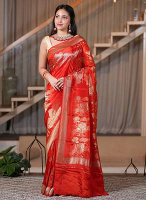 Zara- red chiffon saree crafted for effortless elegance and timeless charm 2