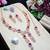 Pink rose gold premium designer american diamond and stone work necklace set