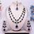 Blue yellow gold premium designer american diamond and stone work necklace set