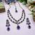 Blue yellow gold premium designer american diamond and stone work necklace set