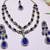 Blue yellow gold premium designer american diamond and stone work necklace set