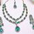 Green yellow gold premium designer american diamond and stone work necklace set