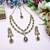 Green yellow gold premium designer american diamond and stone work necklace set