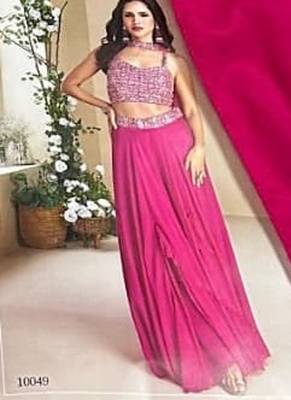 magenta sequins silk blend indo western - free size 4