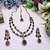 Maroon yellow gold premium designer american diamond and stone work necklace set