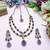 Blue yellow gold premium designer american diamond and stone work necklace set