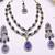 Blue yellow gold premium designer american diamond and stone work necklace set