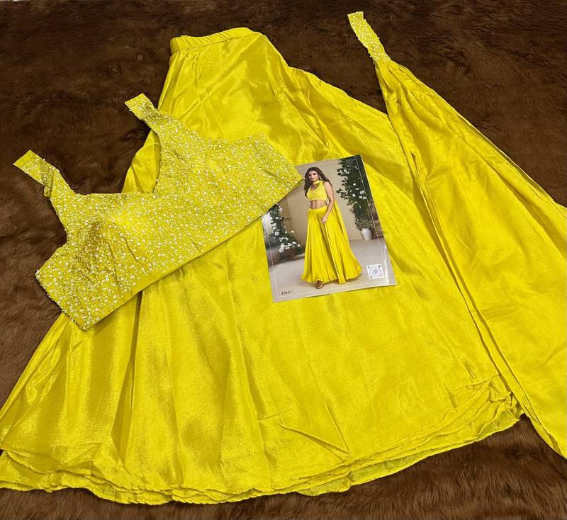 yellow sequins silk blend indo western - free size