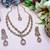 Pink yellow gold premium designer american diamond and stone work necklace set