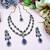 Blue yellow gold premium designer american diamond and stone work necklace set