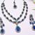 Blue yellow gold premium designer american diamond and stone work necklace set