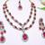 Pink yellow gold premium designer american diamond and stone work necklace set
