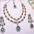 Green rose gold premium designer american diamond and stone work necklace set
