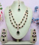 Green rose gold premium designer american diamond and stone work necklace set