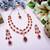Maroon rose gold premium designer american diamond and stone work necklace set