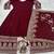 maroon embroidered silk blend anarkali salwar suit - free size