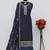 navy blue embroidered silk blend salwar suit
