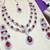 Maroon rhodium premium designer american diamond and stone work necklace set