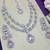 Pink rhodium premium designer american diamond and stone work necklace set