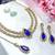 Blue yellow gold premium designer american diamond and stone work necklace set