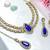 Blue yellow gold premium designer american diamond and stone work necklace set