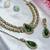 Green yellow gold premium designer american diamond and stone work necklace set