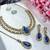 Blue yellow gold premium designer american diamond and stone work necklace set
