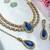 Blue yellow gold premium designer american diamond and stone work necklace set