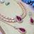 Purple rose gold premium designer american diamond and stone work necklace set