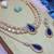 Blue rose gold premium designer american diamond and stone work necklace set