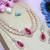 Pink rose gold premium designer american diamond and stone work necklace set