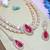 Pink rose gold premium designer american diamond and stone work necklace set